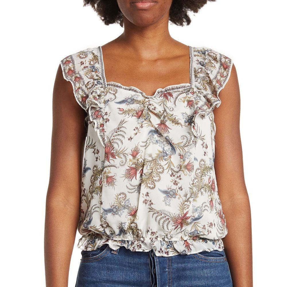 MAXSTUDIO Square Neck Ruffle Cami NEW with tags Large